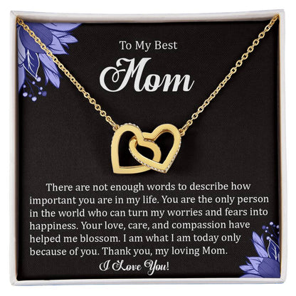 To My Best Mom | I Love You - Interlocking Hearts necklace