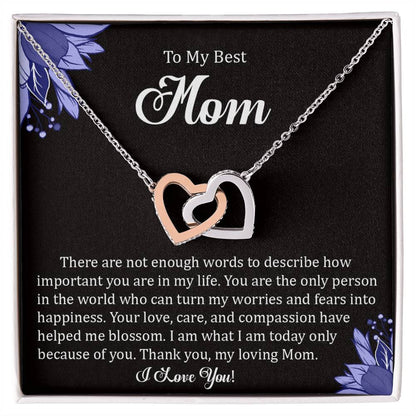 To My Best Mom | I Love You - Interlocking Hearts necklace