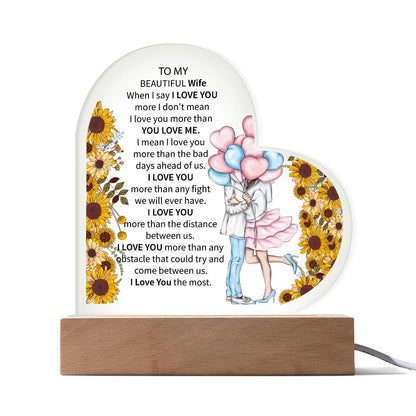 To My Beautiful Wife | Printed Heart Acrylic Plaque