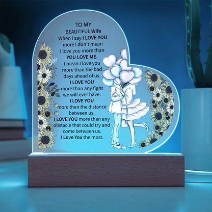 To My Beautiful Wife | Printed Heart Acrylic Plaque