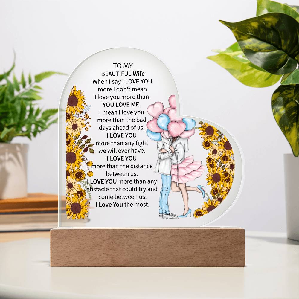 To My Beautiful Wife | Printed Heart Acrylic Plaque