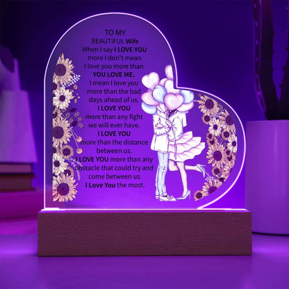 To My Beautiful Wife | Printed Heart Acrylic Plaque