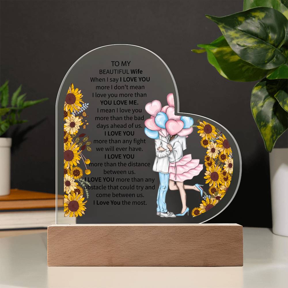 To My Beautiful Wife | Printed Heart Acrylic Plaque