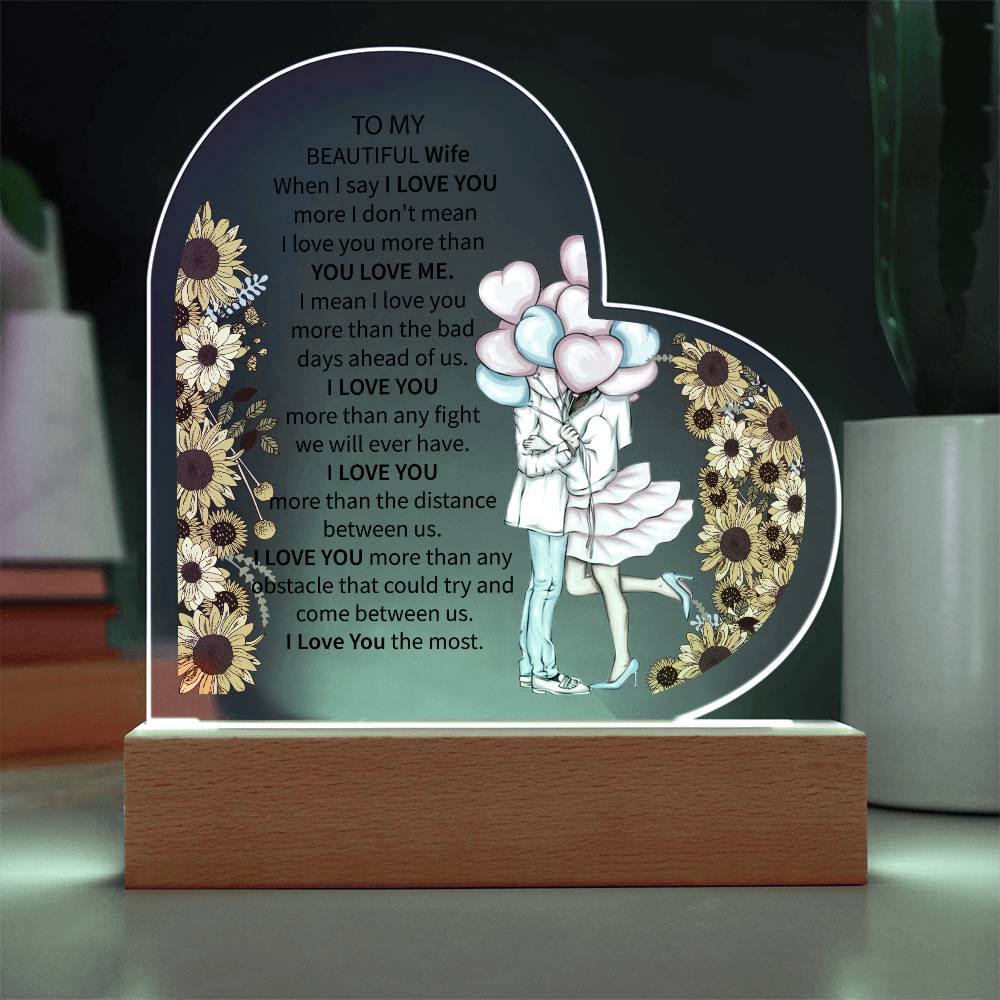 To My Beautiful Wife | Printed Heart Acrylic Plaque