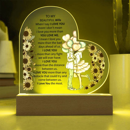 To My Beautiful Wife | Printed Heart Acrylic Plaque